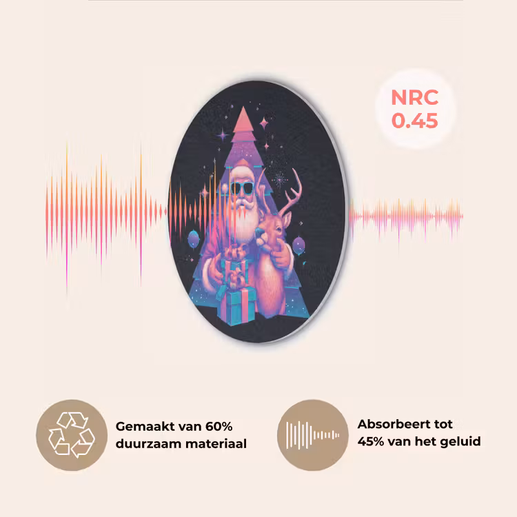 Retro - Kerstman - Rendieren - Kerstboom Akoestische PET Vilt - Rond klein -USP_NL