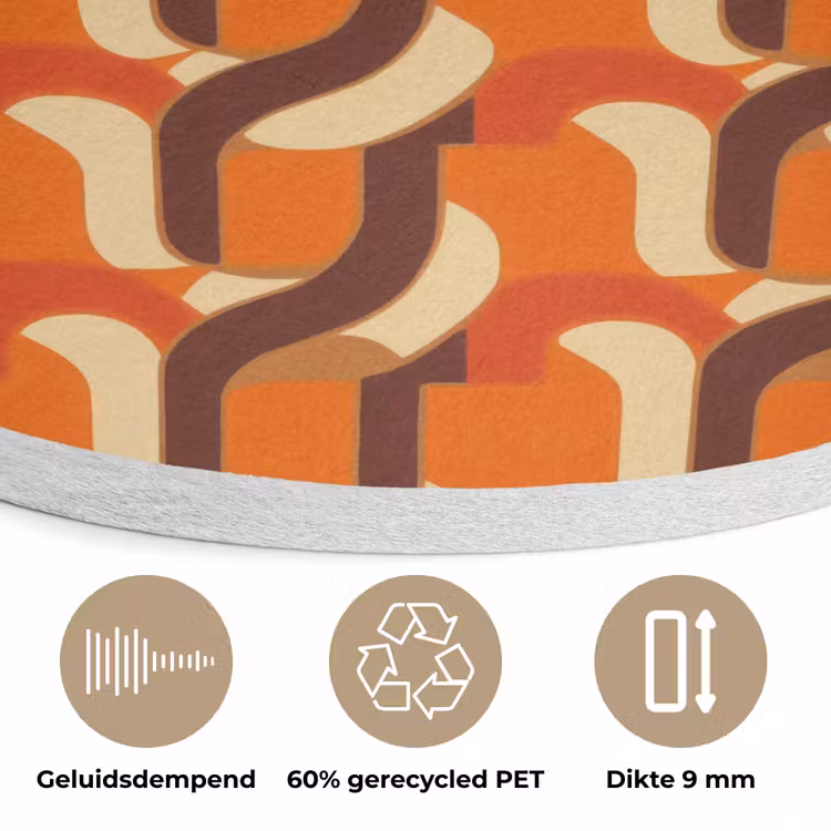 Retro - Modern - Kleurrijk Akoestische PET Vilt - Rond klein 838 -closeup_NL