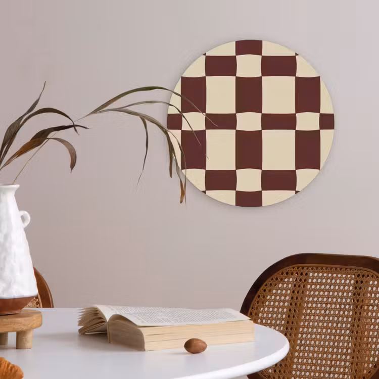 Retro - Patroon - Bruin Akoestische PET Vilt - Rond klein 838 -sfeer3