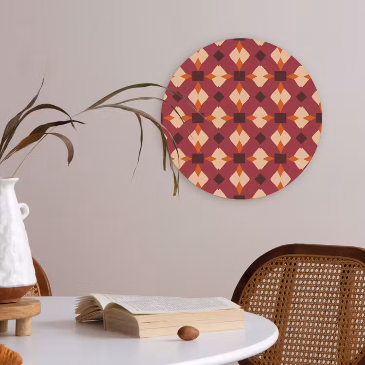 Retro - Patroon - Kleurrijk Akoestische PET Vilt - Rond klein 838 -sfeer3