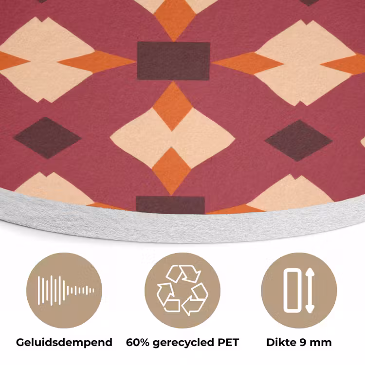 Retro - Patroon - Kleurrijk Akoestische PET Vilt - Rond klein 838 -closeup_NL