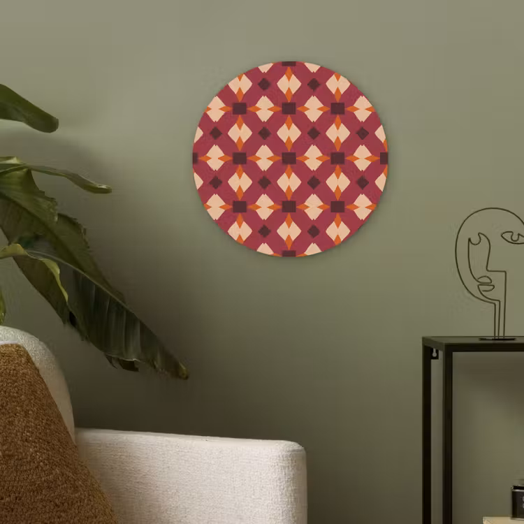 Retro - Patroon - Kleurrijk Akoestische PET Vilt - Rond klein 838 -sfeer2