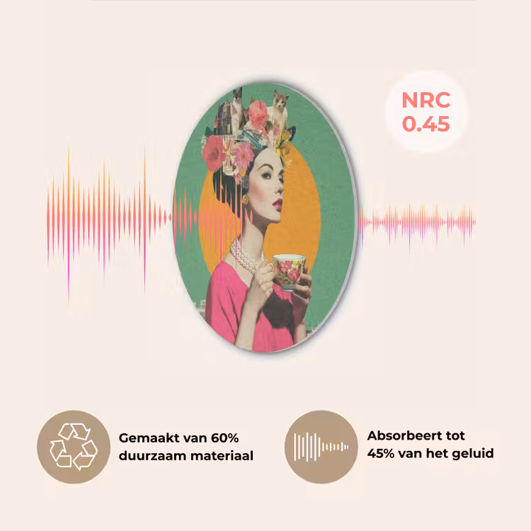 Retro - Vrouw - Stad - Zon Akoestische PET Vilt - Rond klein -USP_NL