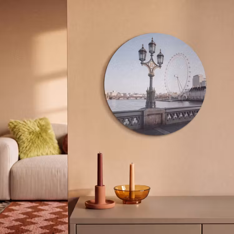 Reuzenrad - Londen - Stad - Architectuur - Brug Akoestische PET Vilt - Rond klein -sfeer1