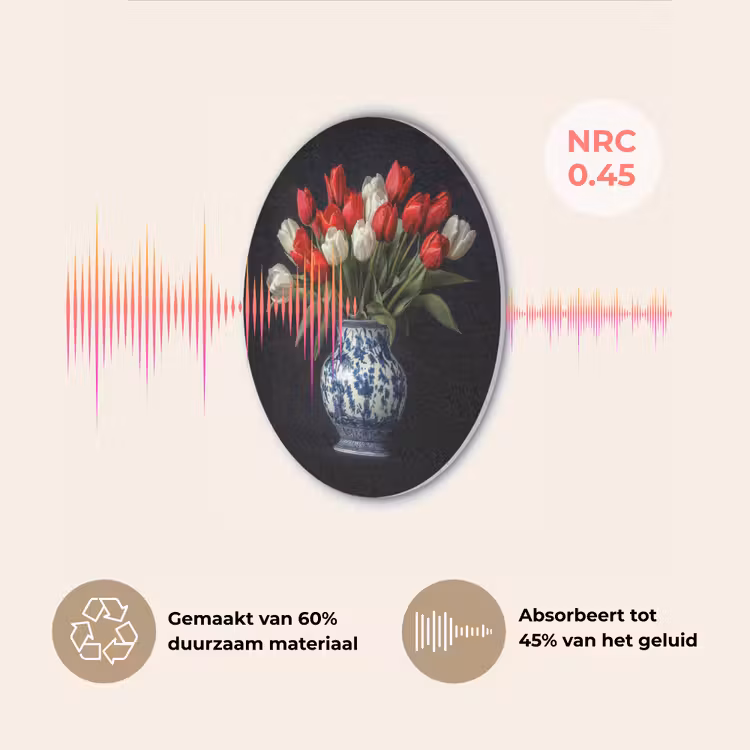 Rode - Bloemen - Tulpen - Vaas Akoestische PET Vilt - Rond klein -USP_NL