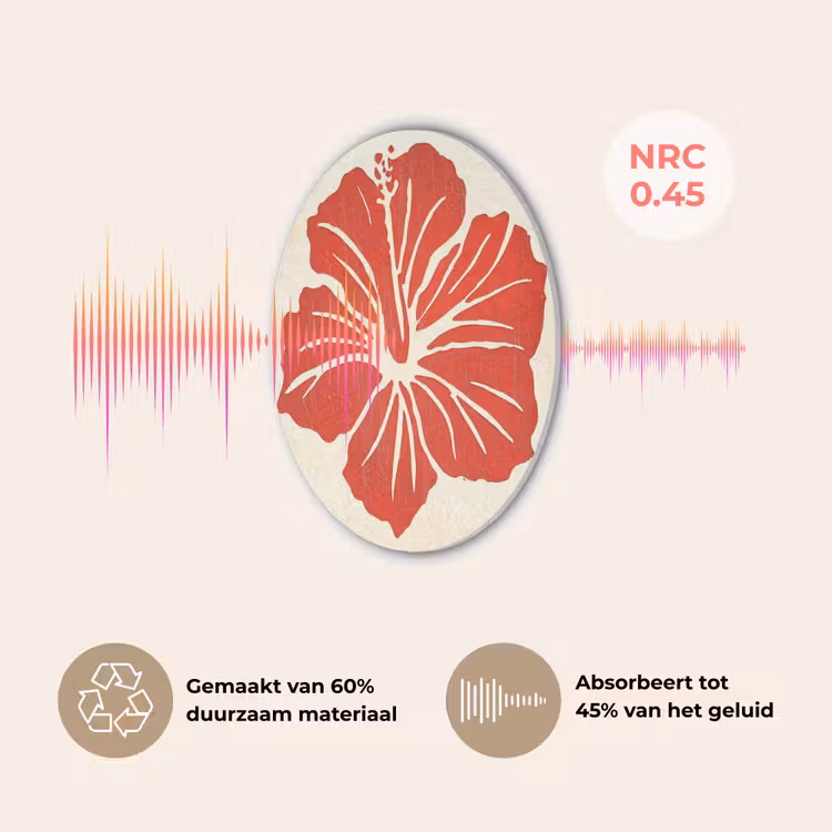 Rode hibiscusbloem - Textuur achtergrond - Beige Akoestische PET Vilt - Rond klein -USP_NL