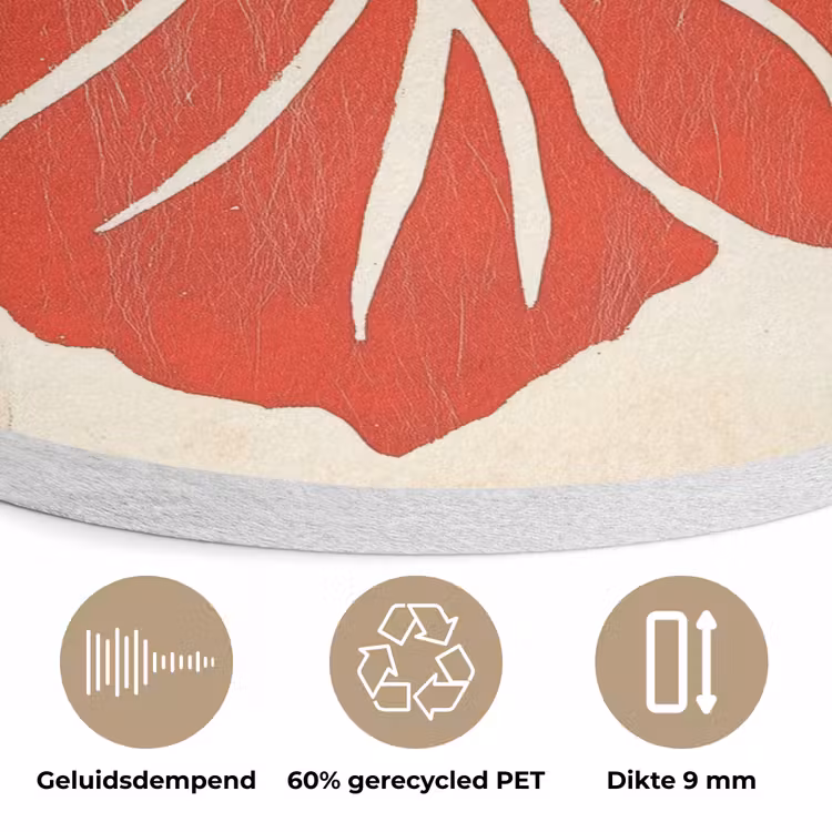 Rode hibiscusbloem - Textuur achtergrond - Beige Akoestische PET Vilt - Rond klein -closeup_NL