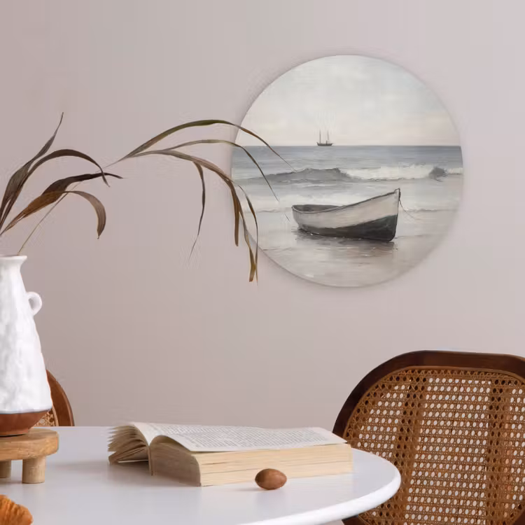 Roeiboot - Zee - Horizon Akoestische PET Vilt - Rond klein -sfeer3