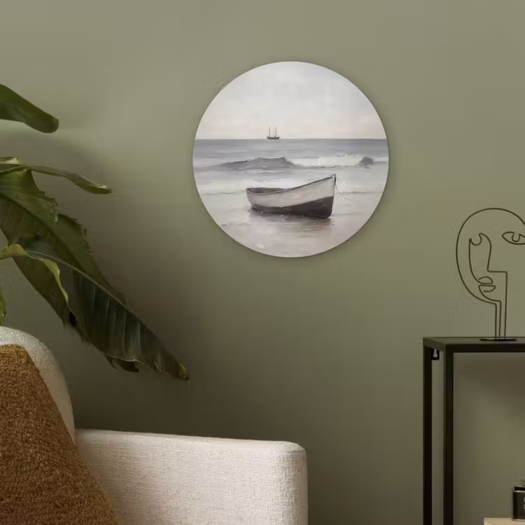 Roeiboot - Zee - Horizon Akoestische PET Vilt - Rond klein -sfeer2