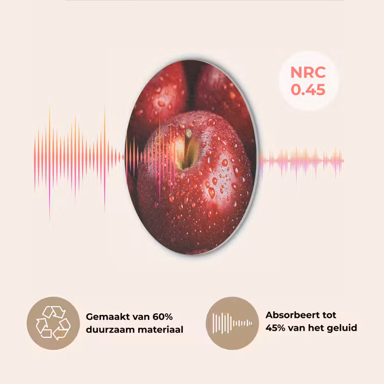 Rood - Appels - Fruit Akoestische PET Vilt - Rond klein -USP_NL