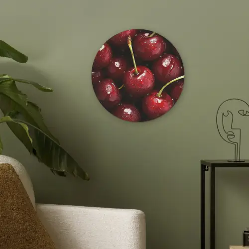 Rood - Fruit - Kersen Akoestische PET Vilt - Rond klein -sfeer2
