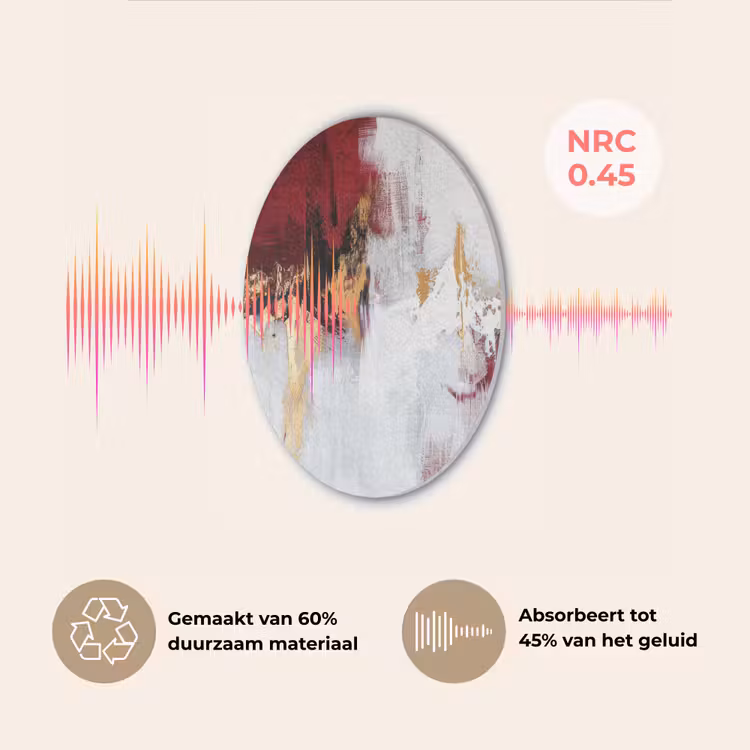 Rood - Marmer - Abstract - Goud - Modern Akoestische PET Vilt - Rond klein -USP_NL