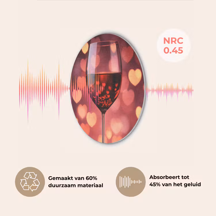 Rood - Wijn - Hartjes Akoestische PET Vilt - Rond klein -USP_NL