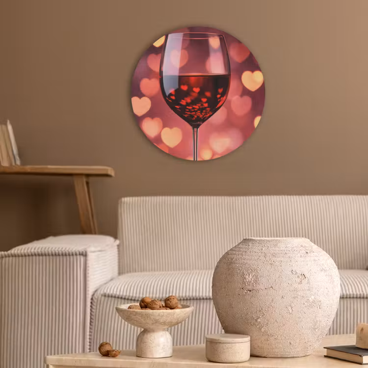 Rood - Wijn - Hartjes Akoestische PET Vilt - Rond klein -sfeer1
