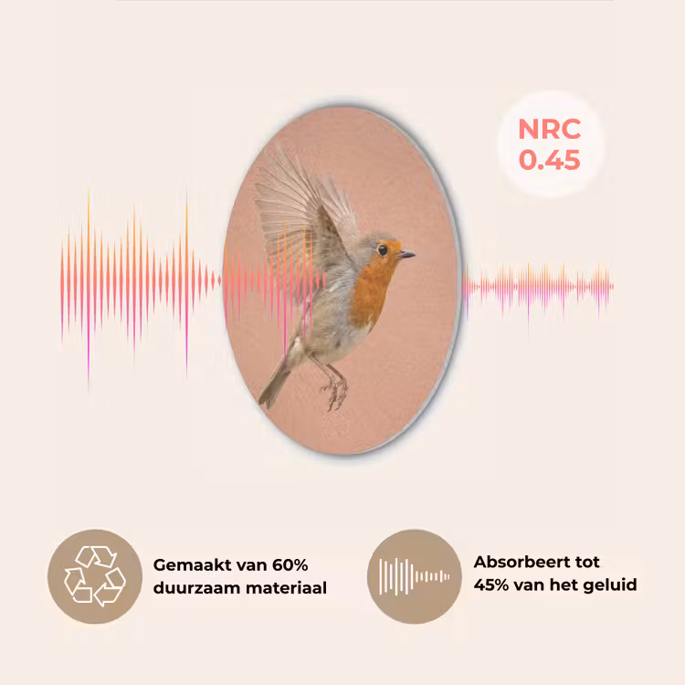 Roodborst - Natuur - Roze Akoestische PET Vilt - Rond klein -USP_NL