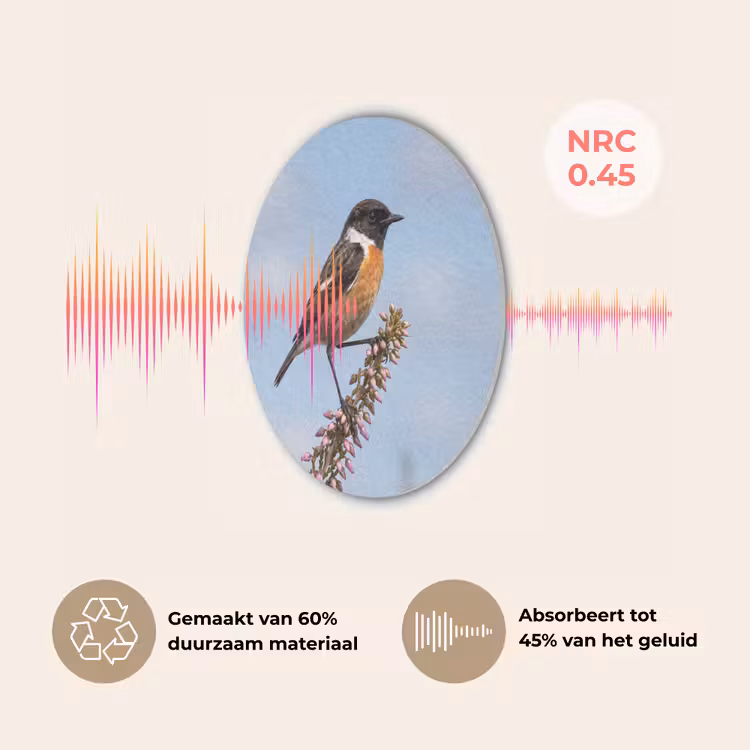 Roodborsttapuit - Heide - Paars - Natuur - Sfeervol Akoestische PET Vilt - Rond klein -USP_NL