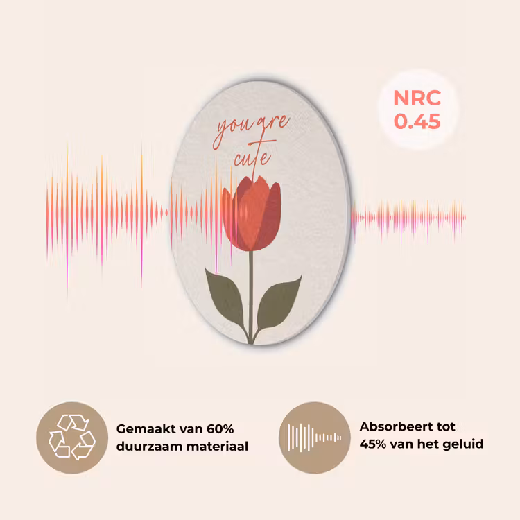 Roos - Rood - Bloem - Valentijn Akoestische PET Vilt - Rond klein -USP_NL
