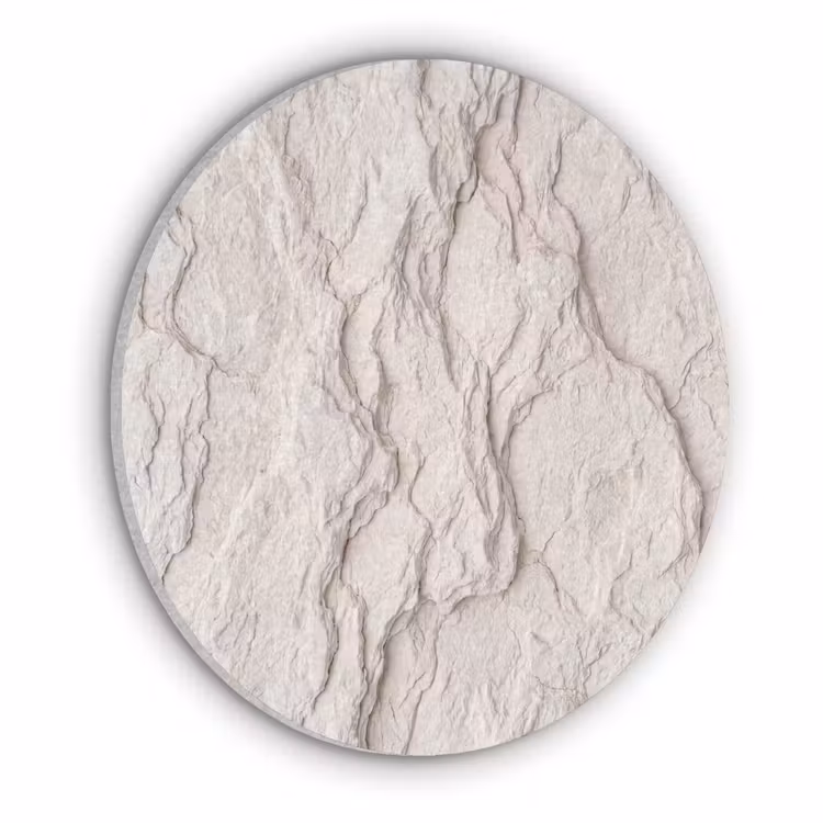 Rots - Structuur - Natuur - Beige - Abstract Akoestische PET Vilt - Rond klein -3d
