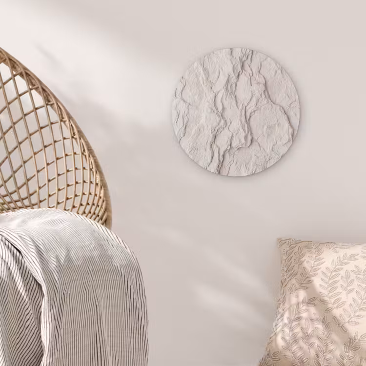Rots - Structuur - Natuur - Beige - Abstract Akoestische PET Vilt - Rond klein -sfeer4