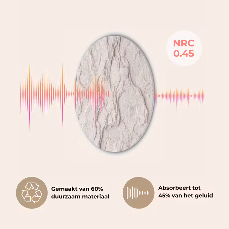 Rots - Structuur - Natuur - Beige - Abstract Akoestische PET Vilt - Rond klein -USP_NL