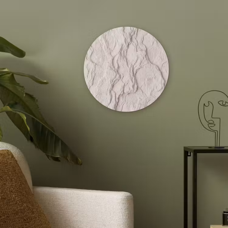 Rots - Structuur - Natuur - Beige - Abstract Akoestische PET Vilt - Rond klein -sfeer2
