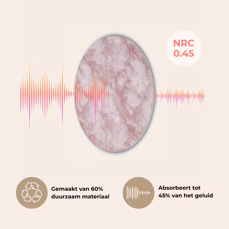 Roze - Kwartsmarmer - Aders Akoestische PET Vilt - Rond klein 838 -USP_NL