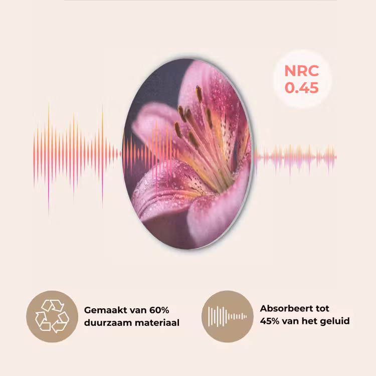 Roze - lelie - Dauwdruppels Akoestische PET Vilt - Rond klein -USP_NL