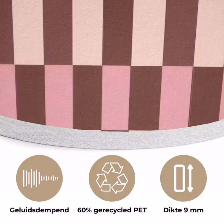 Roze - Rood - Blokjes Akoestische PET Vilt - Rond klein 838 -closeup_NL