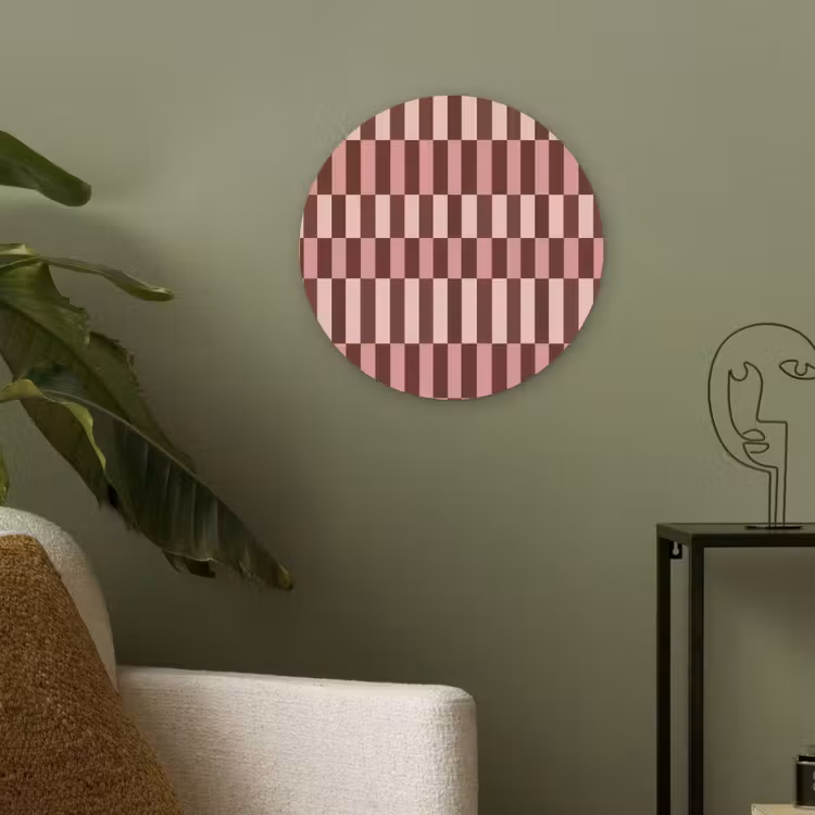 Roze - Rood - Blokjes Akoestische PET Vilt - Rond klein 838 -sfeer2