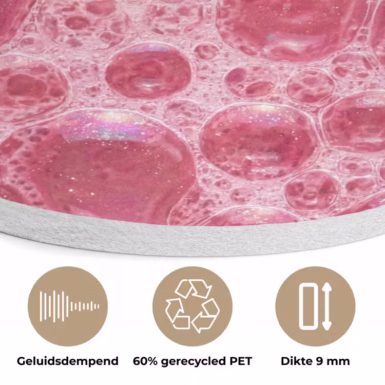 Roze - Schuim - Bubbels Akoestische PET Vilt - Rond klein -closeup_NL