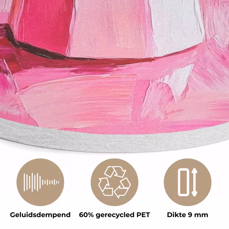 Roze - Verf - Coffee Akoestische PET Vilt - Rond klein -closeup_NL