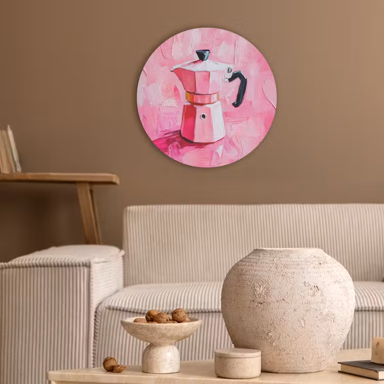 Roze - Verf - Coffee Akoestische PET Vilt - Rond klein -sfeer1