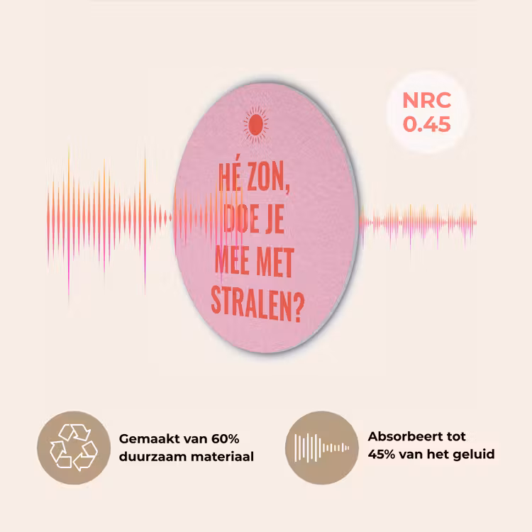 Roze - Zon - Quote Akoestische PET Vilt - Rond klein -USP_NL