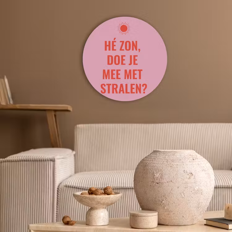 Roze - Zon - Quote Akoestische PET Vilt - Rond klein -sfeer1