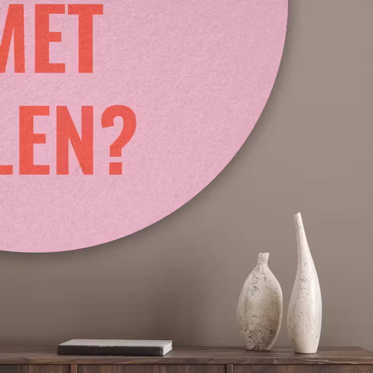 Roze - Zon - Quote Akoestische PET Vilt - Rond klein -sfeer5_closeup