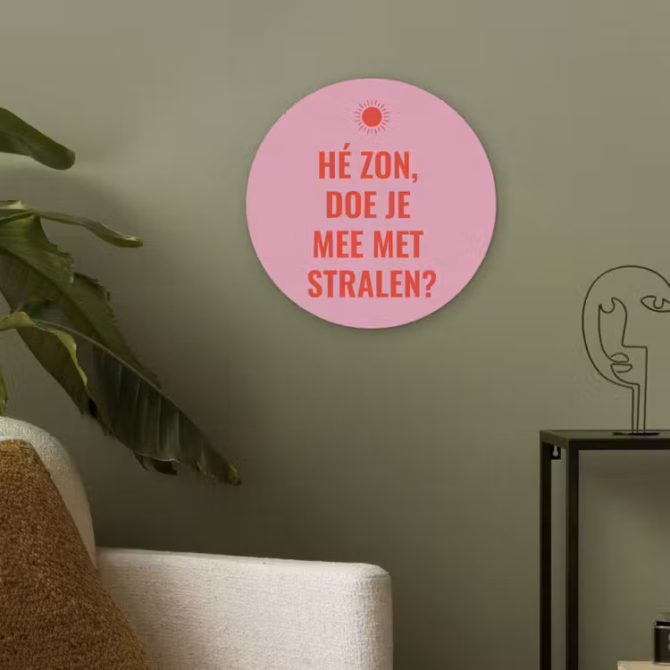 Roze - Zon - Quote Akoestische PET Vilt - Rond klein -sfeer2