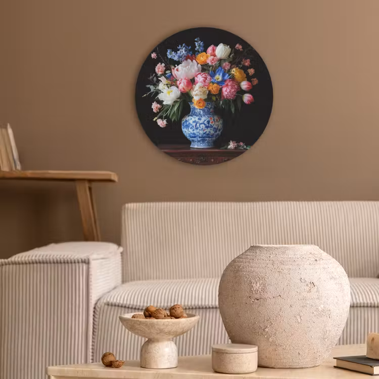 Rozen - Bloemen - Vaas - Boeket Akoestische PET Vilt - Rond klein -sfeer1