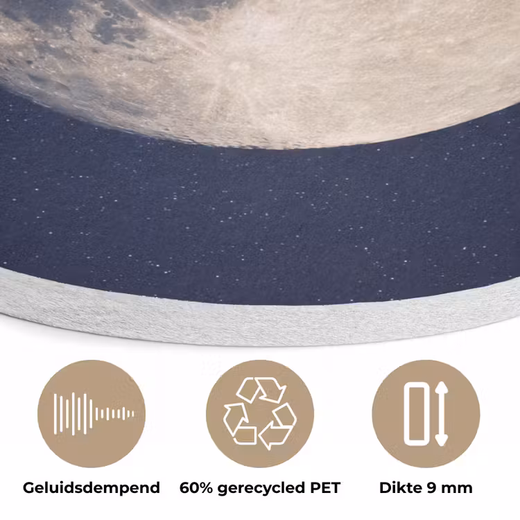 Ruimte - Maan - Kosmos Akoestische PET Vilt - Rond klein -closeup_NL