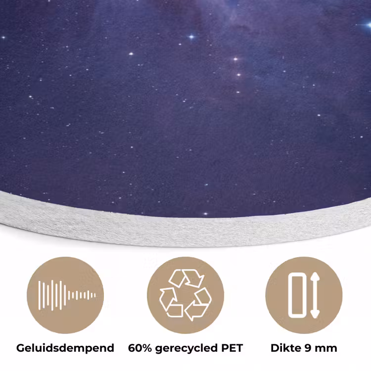 Ruimte - Sterren - Kleurrijk Akoestische PET Vilt - Rond klein -closeup_NL