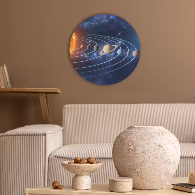 Ruimte - Zonnestelsel - Blauw Akoestische PET Vilt - Rond klein -sfeer1