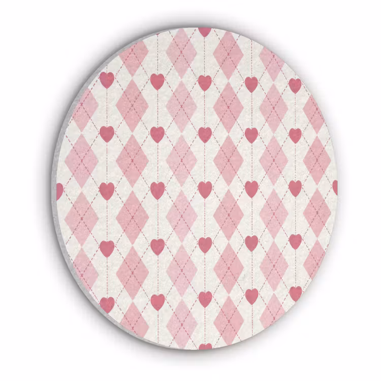 Ruiten - Klassiek - Roze - Wit Akoestische PET Vilt - Rond klein 838 -3d