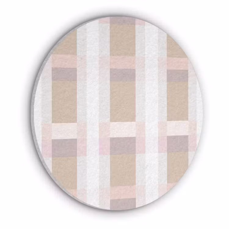 Ruitpatroon - Aardetinten - Minimalistisch Akoestische PET Vilt - Rond klein 838 -3d