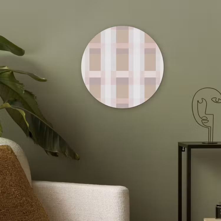 Ruitpatroon - Aardetinten - Minimalistisch Akoestische PET Vilt - Rond klein 838 -sfeer2
