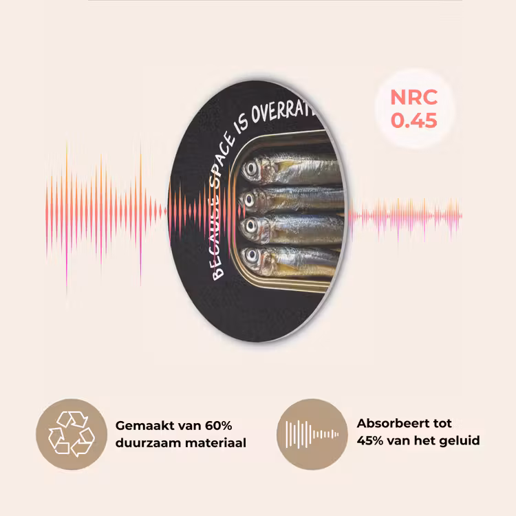Sardines - Tekst - Vis - Blik Akoestische PET Vilt - Rond klein -USP_NL