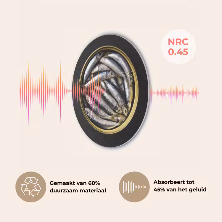 Sardines - Vissen - Rond - Zwart Akoestische PET Vilt - Rond klein -USP_NL