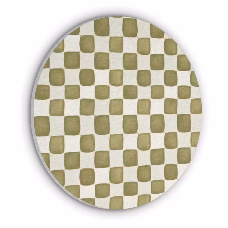 Schaak - Patroon - Groen Akoestische PET Vilt - Rond klein 838 -3d