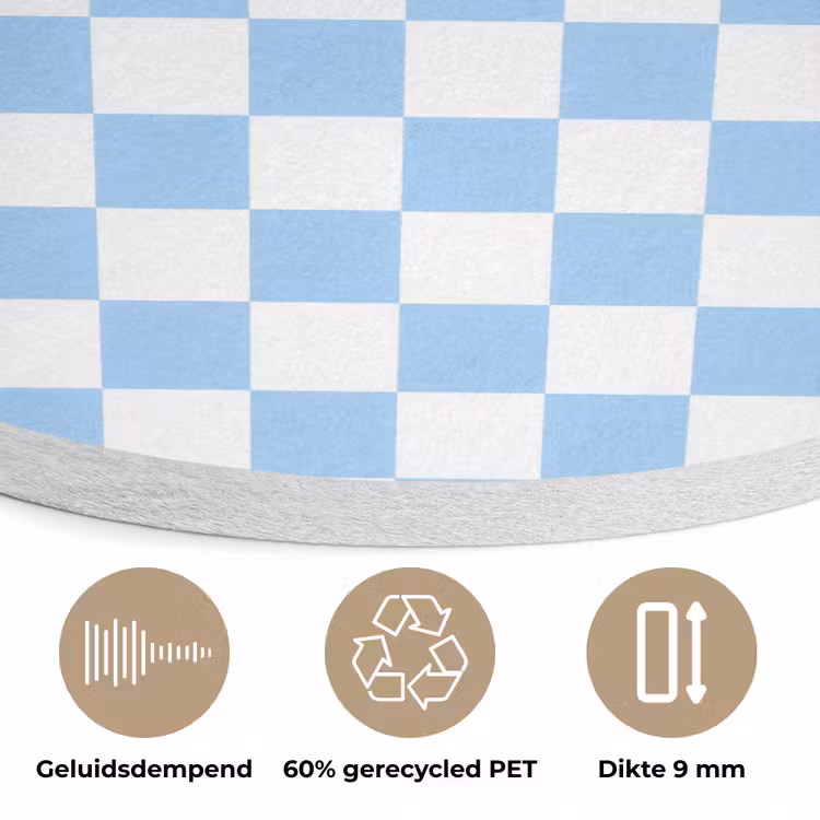 Schaakbord - Klassiek - Blauw Akoestische PET Vilt - Rond klein 838 -closeup_NL
