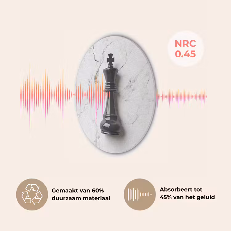 Schaakstuk - Koning - Zwart - Marmer Akoestische PET Vilt - Rond klein -USP_NL