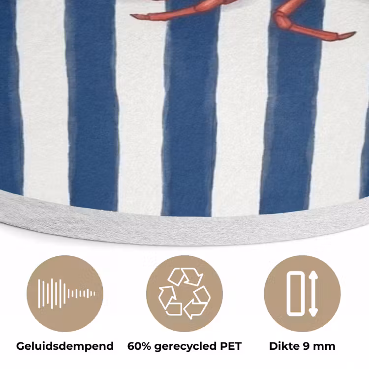 Schaaldier - Kreeft - Marine - Illustratie - Rood Akoestische PET Vilt - Rond klein -closeup_NL