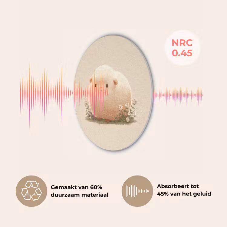 Schaap - Beige - Bloemen Akoestische PET Vilt - Rond klein -USP_NL